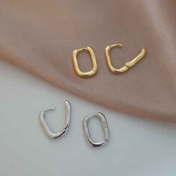 Mode Guld Färg Geometriska U-Shape Hoop Örhängen För Kvinnor Mig Silver