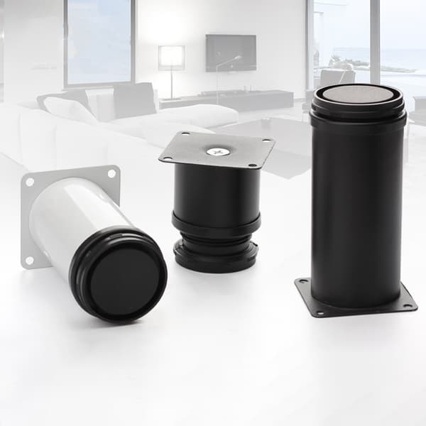 Justerbare, runde møbelben i rustfrit stål Skab Bord S Black 50MM