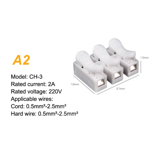 10 STK Hurtigkoblingsterminal Trykk Type Connector Connector A2