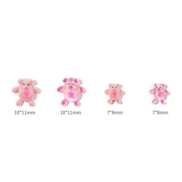 20 stk 3D Dejlig Pink Piggy Cat Bear Resin Nail Art dekorationer E
