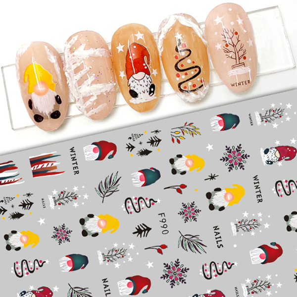 Nail Art Dekaler Overføringer Stickers Snowman Elk Snowflake 93