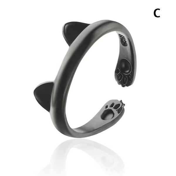 Fashion e Cat Ear Open Justerbar Fingerring For Damesmykker A