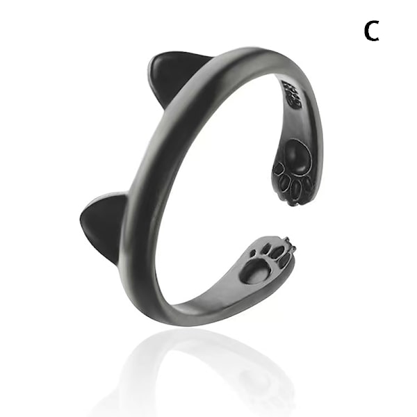 Fashion e Cat Ear Open Justerbar Fingerring For Damesmykker C