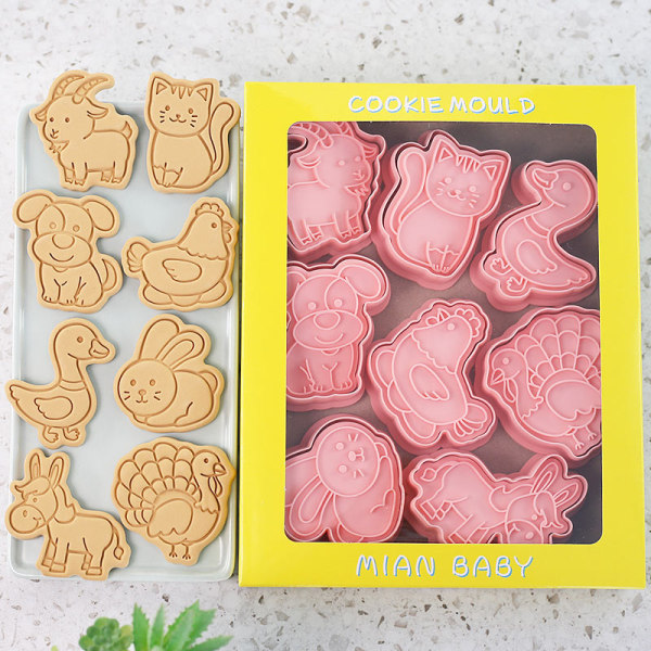 8 stk Kikseform Cookie ters Stamp Press Fondant Sugar Craft B