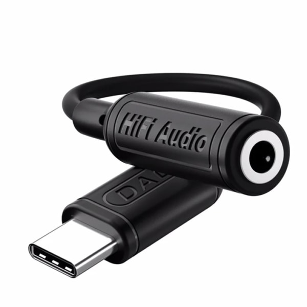USB C til 3,5 mm Aux-adapter HiFi-lydtype C 3,5 jack-hodetelefon black