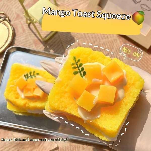 Mango Toast Legetøj Super Blødt Langsomt Stigende Realistisk Legetøj Single layer toast