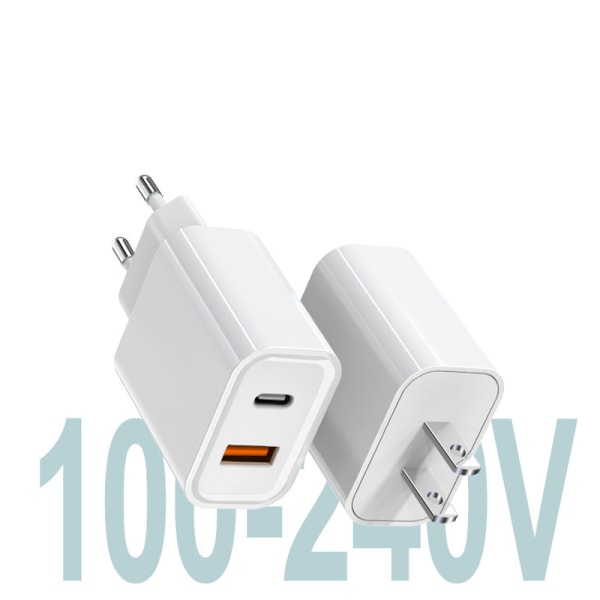 20W USB Type-C PD Dual Ports Lader For Iphone 14 15 Fast Char EU-Plug