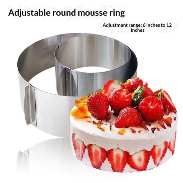 Justerbar Rund Kakeringform i Rustfritt Stål Mousse Bakverk B D