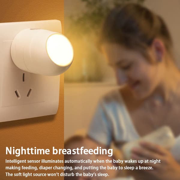 360° LED nattlyssensor mykt lys babyfôring øyebeskyttelse Yellow light 1pc