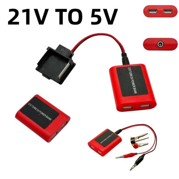 1 stk 21V til 5V mobil powerbank dobbelt USB nødlader til A4
