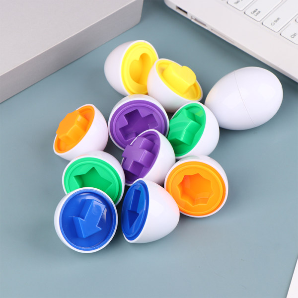 1 stk egg form Montessori matchende farge pedagogisk puslespill Lea random