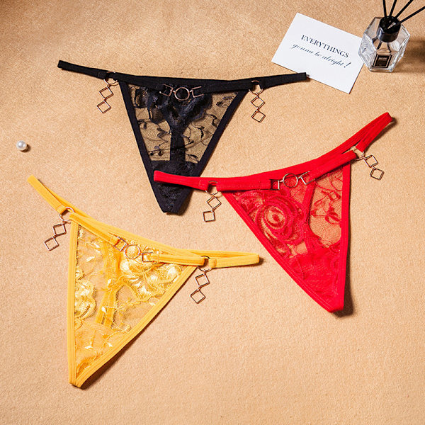 Kvinnor Sexig Geometrisk Metall G-string Strings T-back Underkläder Pan Black