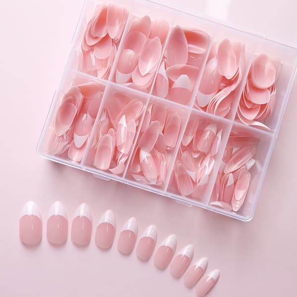 120/240/360 stk./æske bløde gel lyserøde franske neglespidser, medium mandelformede C 120Pcs