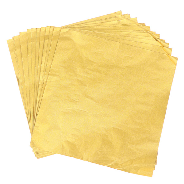 100 ark 20*20cm Aluminiumfolieomslag Papper Bröllop Chocola Gold