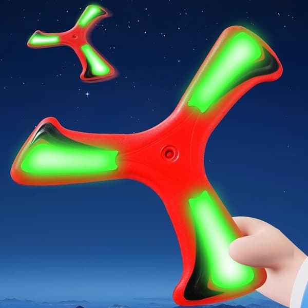 Lysende Boomerang Returpil Trebladet Håndkast Spinner Indendørs A3