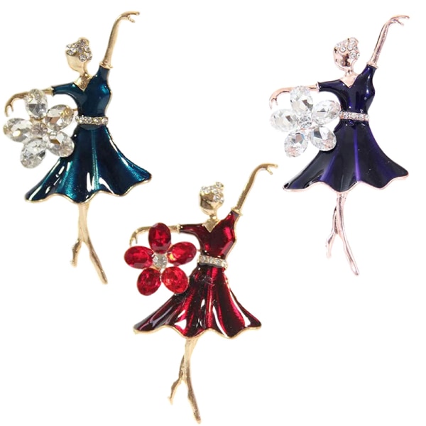 Fashion Ladies Emali Crystal Flower Balletti tanssijan rintaneulahuivi Red