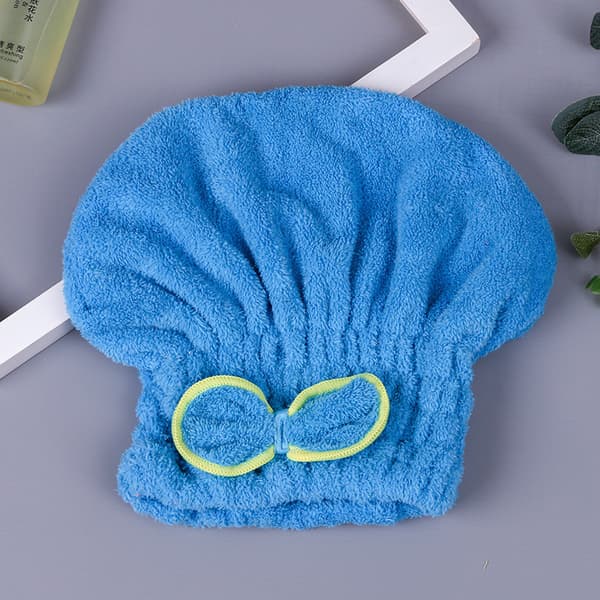 Mikrofiber Hurtigtørrende Hår Håndklæde Badekåbe Spa Sløjfe Wrap Håndklæde Hat Ca Blue