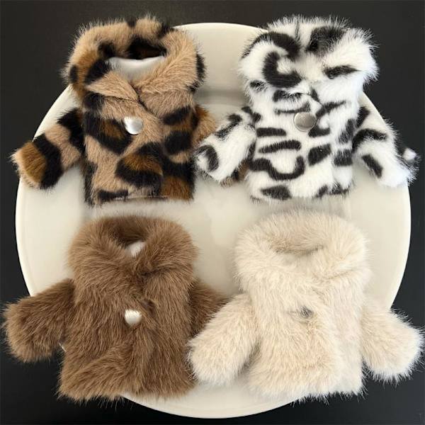 Dockkläder Mode Päls Leopardmönstrad Plyschkappa För A4