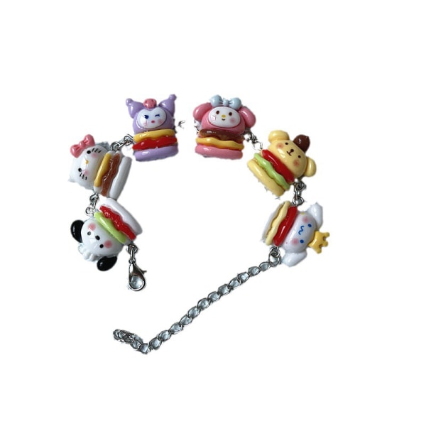 Kawaii Anime Rannekoru ja Cartoon Hamburger Beaded -rannekoru G