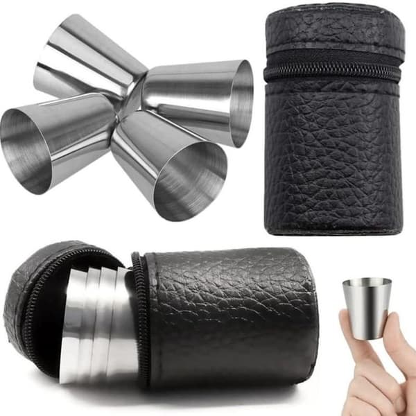 4st/Set Rostfritt Stål Glas Set Utomhus Små Glas Set Tr 70ml 4pcs