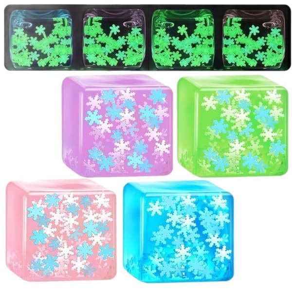 Glow In The Dark Ice Cubes Sensoriska Leksaker Töjbar Textur För A2