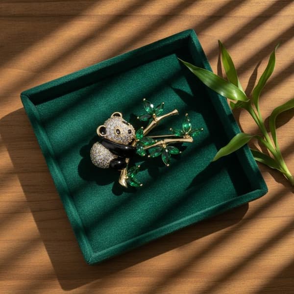 e Dyre Rhinestone Panda Bambus Broche Til Kvinder Tøj Smykker