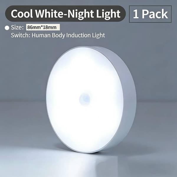 Trådlös magnetisk LED-nattlampa med mänsklig kroppssensor, ögonskydd White White Switch