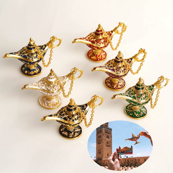 Hellig Ønskelampe Aladdin Lampe Ornament Stue Decoratio Blue