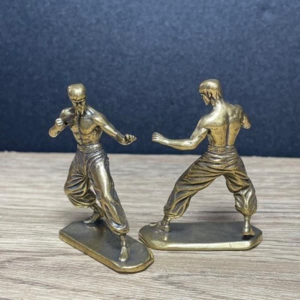 Legering Kung Fu Statue Med Vintage Finish Udsøgte Detaljer Til