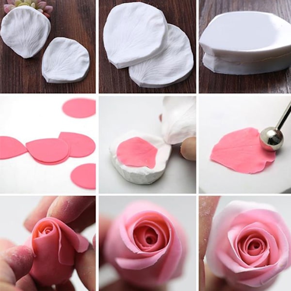 Ny Rose Petals Veiner Sugar Tool Meridians Flower Silicone Cak Pink