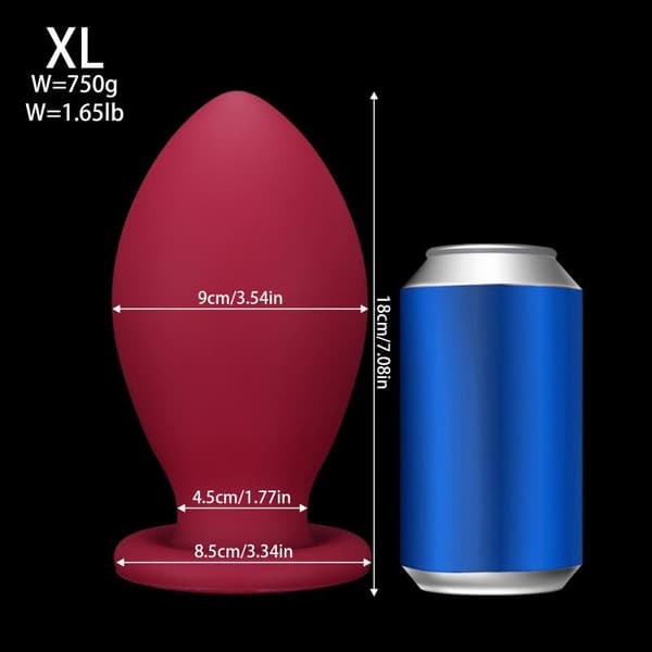 Anal Buttplug Stor Dildo Fed Massiv Tyk Ekstra Stor Kæmpe Sil Red XL