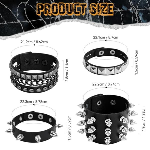 Gotisk Harajuku Nittearmbånd Sort PU Læderarmbånd Til Mig A3