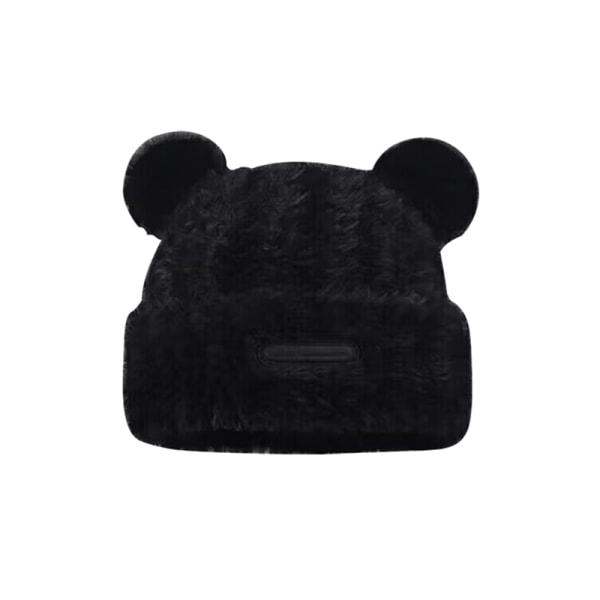 e Winter Warm Fluffy Ear Kvinnor Hörselkåpor Cap Cartoon Bear Ear Pr Black