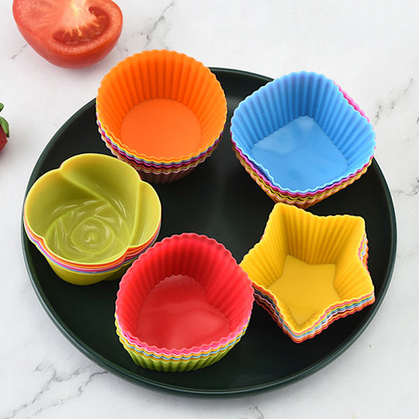 7 stk/pakning Silikon Kakekopp Rundformet Cupcake Bakeformer Co B  7PCS