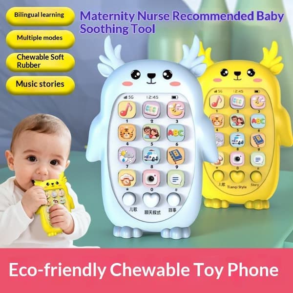 e Hjorteformet Babytelefonlegetøj Multifunktionel Baby Tyggemusik Blue