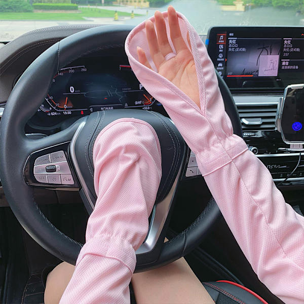 Ice Anti-solskoldningsærmer Sommerarmærmer Driving Sun Protecti Pink