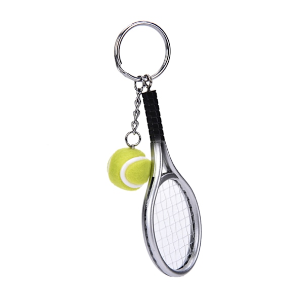 Mote Metal Creative 3D tennisracketer Ball nøkkelring nøkkel Rin Silver
