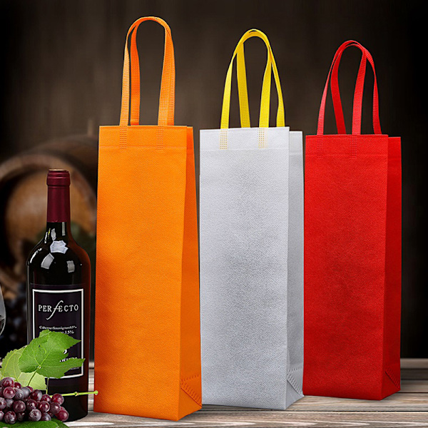 1 stk vinflaske gaveposer i non-woven stoff med håndtak for bryllup WineRedDouble