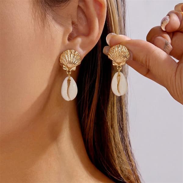Boho Ocean Style Starfish Shell Hängande Örhängen För Kvinnor Sommar StyleA