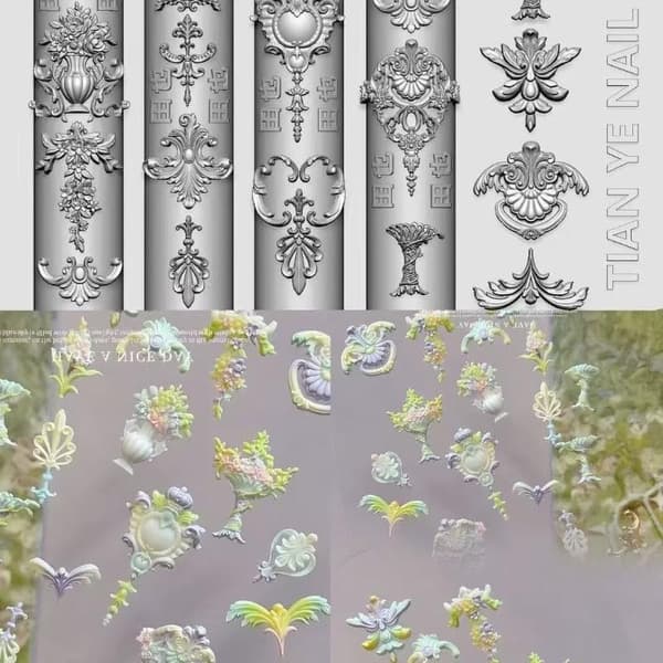 3D Barok Engel Negleform Silikone Neglekunst Charms DIY Værktøj Te E