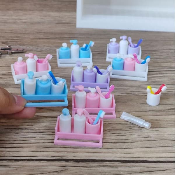 1 sett 1/12 dukkehus miniatyrmøbler tilbehør leketøykopp tannpasta A1