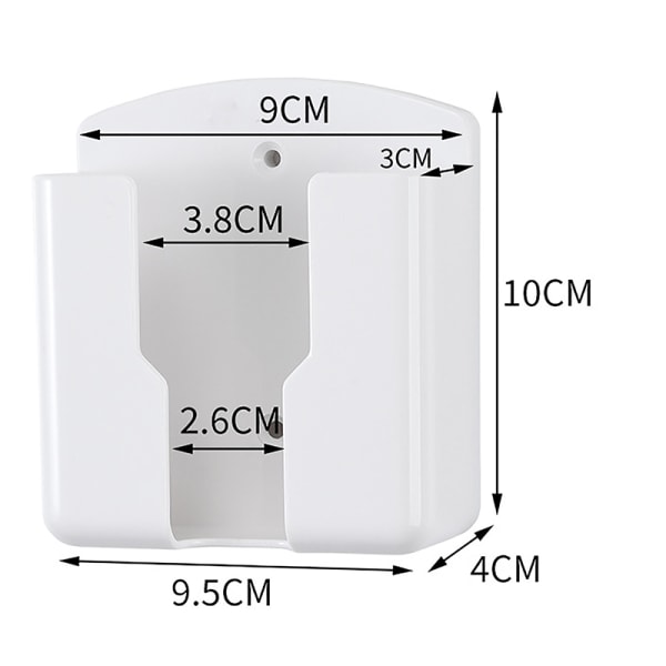Fjernkontrollholder Veggmontert oppbevaringsboks Kosmetisk bad White L