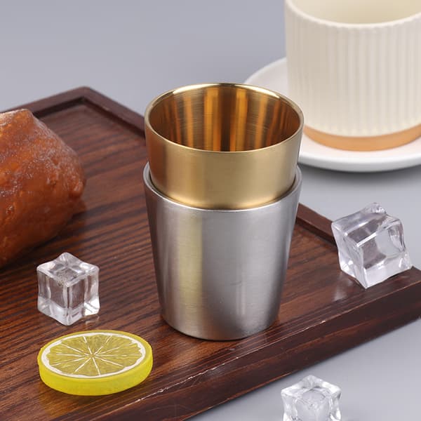 175 ml 304 rustfrit stål kop udendørs vandreudstyr stabelbar kop Silver 175ml