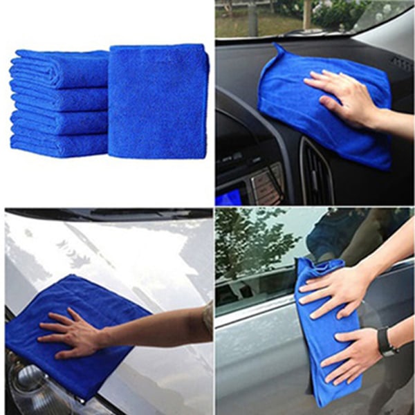 5/10 Stk/sæt Blød Auto Car Microfiber Vaskeklud Rengøringshåndklæder Blue