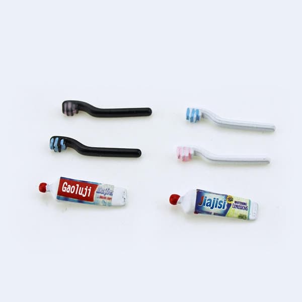3 st dockskåp miniatyr tandkräm tandborste set mini badrum A3