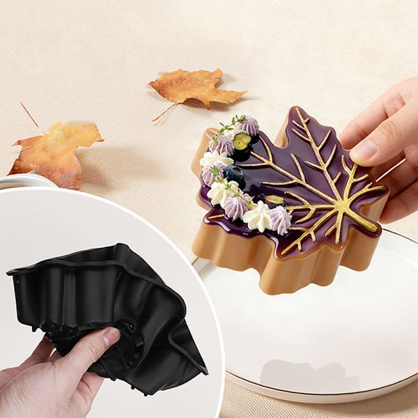 3D Lønneblad Mousse Kake Silikonform Bladformet Sjokolade S White