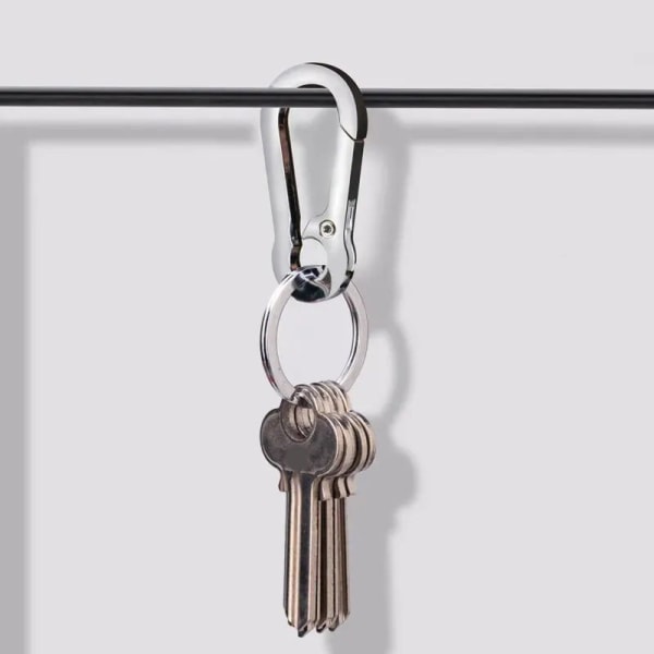 Rustfri 8-formet nøkkelring Anti-tap hesteskoformet bilring Silver
