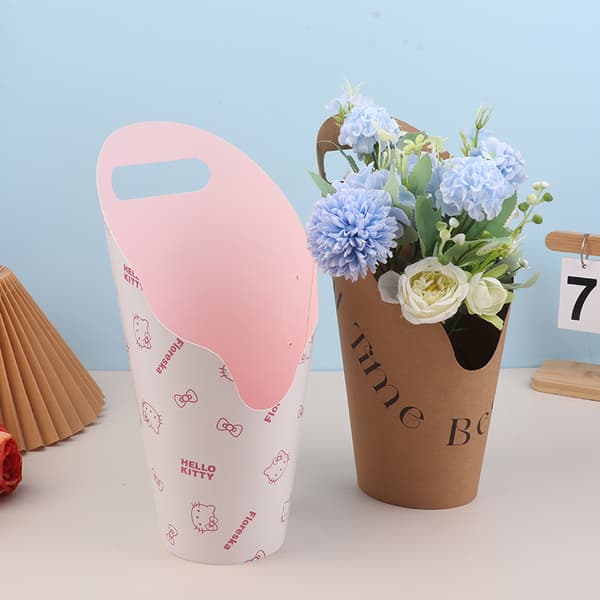 1/3 st Kraftpappershandväska Vattentät presentförpackning Handväska Blomster P E 3Pcs
