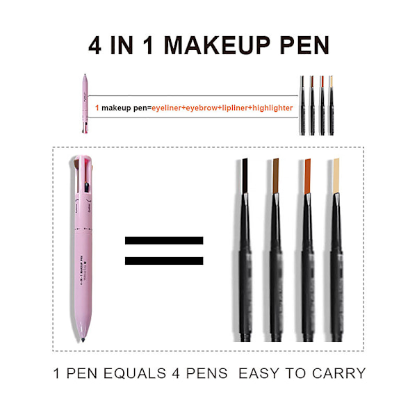 Glitter Highlighter 4 In1 Makeup Pen Eyebrow Pencil 01