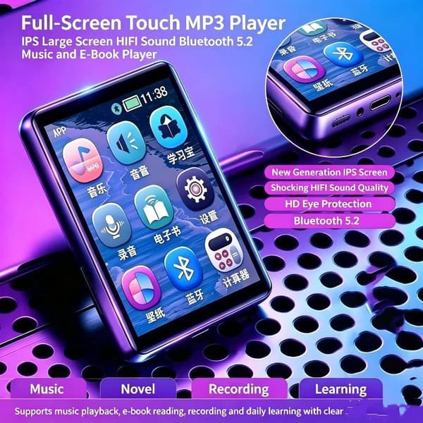 1 stk MP3-spiller med 2,0\" berøringsskjerm Bluetooth 5.2 Walkman for studenter No accessories